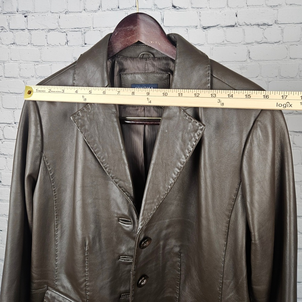 Sonoma Life Style Brown Lambskin Leather Blazer Jacket Womens Large 4 Button L - Picture 5 of 10